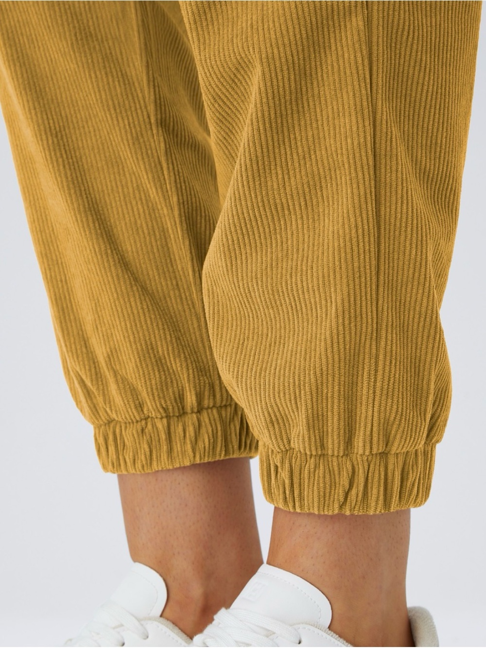 Mid Rise Zipper Pockets Corduroy Casual Joggers - Amber Gold - Picture 6 of 7